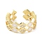 Double Row Rhombus Real 18K Gold Plated Cuff Rings for Girl Women, Brass Micro Pave Cubic Zirconia Open Rings, with Resin, White, US Size 6 3/4(17.1mm)