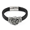 Braided Microfiber Leather Cord Bracelets, with 304 Stainless Steel Magnetic Clasps, Death, Antique Silver, 8-1/2 inch(21.5cm)