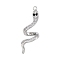 Brass Micro Pave Cubic Zirconia Pendants, Cadmium Free & Nickel Free & Lead Free, Snake Charms, Platinum, 28x10x8mm, Hole: 1mm, Weight: 1.2g
