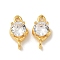 Brass Clear Cubic Zirconia Connector Charms, Cadmium Free & Nickel Free & Lead Free, Oval Links, Real 18K Gold Plated, 14.5x7x5mm, Hole: 1.4mm