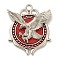 Alloy Pendants, with Imitation Leather, Platinum, Eagle, FireBrick, 39.5x32.5x5mm, Hole: 3mm