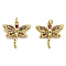 Brass Micro Pave Clear Cubic Zirconia Pendants, Long-Lasting Plated, Dragonfly, Real 18K Gold Plated, 17.5x18.5x2.5mm, Hole: 2.4mm, jump ring: 4x0.8mm
