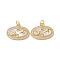 Brass Micro Pave Clear Cubic Zirconia Pendants, Cadmium Free & Lead Free, with Shell, Real 18K Gold Plated, Oval/Flat Round Round, Butterfly, 15x19.5x3mm, Hole: 3mm