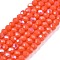 Electroplate Opaque Solid Color Glass Beads Strands, Half Rainbow Plated, Faceted, Rondelle, Tomato, 3.5~3.8x3mm, Hole: 0.4mm, about 105~110pcs/strand, 29~31cm
