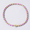 Korean Style Glass Seed & Brass Round Beaded Stretch Bracelets for Women, Lilac, Inner Diameter: 6-1/2 inch(16.5cm)