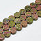 Natural Unakite Beads Strands, Flat Round, 10~10.5x5mm, Hole: 1mm, about 40pcs/strand, 16.3 inch