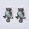 Gemstone Pendant, with Alloy Findings, and Rhinestone, Owl, 50x35x7.5~9mm, Hole: 5x8mm