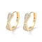 Brass Micro Pave Cubic Zirconia Hoop Earrings, Bowknot, Real 18K Gold Plated, 12.5x4mm