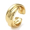 Rack Plating Brass Criss Cross Open Cuff Rings for Women, Lead Free & Cadmium Free, Long-Lasting Plated, Real 18K Gold Plated, US Size 6 3/4(17.1mm)