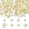 80Pcs 8 Styles ABS Plastic Imitation Pearl Pendants, with Golden Tone 304 Stainless Steel Loops, Flower Charms, White, 10~20x6~27mm, Hole: 3.5mm, 10pcs/style