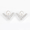 Alloy Rhinestone Pendants, with ABS Plastic Imitation Pearl Beads, V-shape, Platinum, 18x18.5x8mm, Hole: 2mm