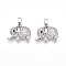 Brass Micro Pave Cubic Zirconia Pendants, Cadmium Free & Lead Free, Elephant Charms, Platinum, 12.5x15~16x4.5~5mm, Hole: 2.5~3mm