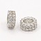Brass Micro Pave Cubic Zirconia Beads Flat Round Spacer, Platinum, 7.5x3mm, Hole: 4mm
