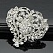 Crystal Rhinestone Heart Lapel Pin, Alloy Brooch for Backpack Clothes, Platinum, 54x56mm