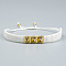 Vintage Glass Seed Beads Braided Bead Bracelets, Rivet Bracelets for Women, with Alloy, White