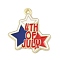 Independence Day Alloy Enamel Pandants, Golden, Word 4th of July, Star, 23.5x21x1mm, Hole: 1.5mm