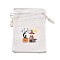 Halloween Cotton Cloth Storage Pouches, Rectangle Drawstring Bags, for Candy Gift Bags, Witch Pattern, 13.8x10x0.1cm