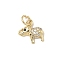 Brass Micro Pave Cubic Zirconia Charms, Cadmium Free & Lead Free, Real 18K Gold Plated, with Jump Ring, Elephant, 11x11x2mm, Hole: 3mm