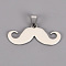 201 Stainless Steel Enamel Pendants, Museache, Creamy White, 16.5~17.5x39.5~40.5x2mm, Hole: 8x4mm