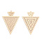 Rack Plating Brass Filigree Pendants, Long-Lasting Plated, Triangle, Nickel Free, Light Gold, 42.5x29.5x0.4mm, Hole: 1~1.2mm
