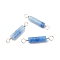 Dyed & Heated Natural Blue Aventurine Connector Charms, with Platinum Tone Eco-Friendly Brass Wire Double Loops, Column, 23~24x4mm, Hole: 2~2.6mm