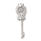 Brass Cubic Zirconia Pendents, Long-Lasting Plated, Key with Crown, Platinum, 33x10x4.5mm, Hole: 2x2mm