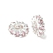 Brass Micro Pave Cubic Zirconia Beads, Cadmium Free & Nickel Free & Lead Free, Wheel Shape, 925 Sterling Silver Plated, Pearl Pink, 8x2mm, Hole: 3.8mm