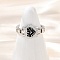 Brass Micro Pave Clear Cubic Zirconia with Enamel Cuff Rings, Watch, Heart, 10.5mm, US Size 6(16.5mm)