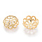 Brass Bead Caps, Multi-Petal, Flower, Cadmium Free & Nickel Free & Lead Free, Real 18K Gold Plated, 8.5x3mm, Hole: 0.9mm