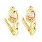 Rack Plating Alloy Pendants, with Glass, Cadmium Free & Nickel Free & Lead Free, Flower, Pink, 27x13x6mm, Hole: 1.8mm