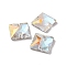 Square Shape Sew on Rhinestone, K5 Glass Rhinestone, 2-Hole Link, Plated Flat Back, Sewing Craft Decoration, Light Crystal AB, 16x16x5.5mm, Hole: 1.2mm