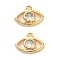 Brass Cubic Zirconia Charms, Eye, Real 18K Gold Plated, 9.5x13x3mm, Hole: 1.4mm