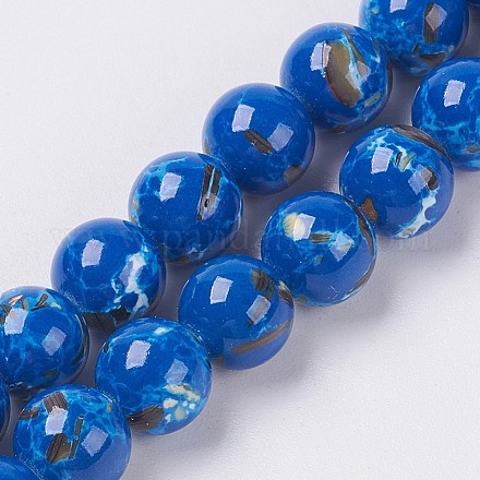 Морские раковины и синтетические бирюзовые нити из бисера в сборе G-G758-06-8mm-1