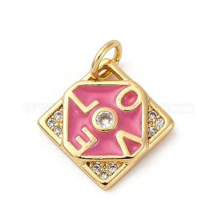 Подвески из латуни с микропаве из кубического циркония и эмали KK-Q098-04G-B-1