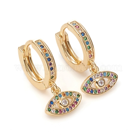 Серьги-кольца из латуни с микро-паве из фианита X-EJEW-G276-14G-1
