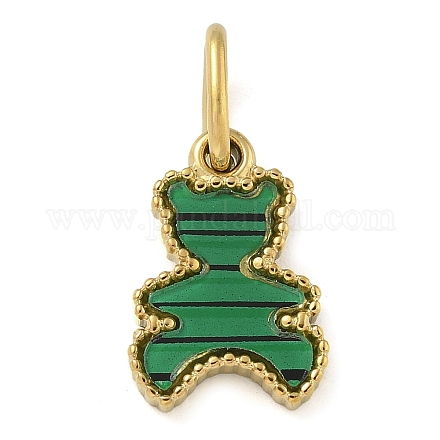 Подвески-медведи из синтетического малахита STAS-B075-01G-01-1
