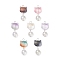 7Pcs 7 Colors Glass Pendants, Cat, with Electroplate Transparent Glass & 304 Stainless Steel Loop, Platinum, 31.5x14x10mm, Hole: 3mm, 1pc/color