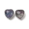 Brass Pave Natural Fluorite Heart Multi-Strand Links, Platinum, Cadmium Free & Lead Free, 18x18x10~10.5mm, Hole: 1.8mm