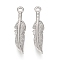 Tarnish Resistant 304 Stainless Steel Pendants, Leaf, Stainless Steel Color, 22x5x2mm, Hole: 1.5mm