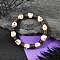 Natural Coconut & Synthetic Turquoise & Non-magnetic Synthetic Hematite Beads Stretch Bracelets for Women, Skull, White, 1/4~3/8 inch(0.8~1cm), Inner Diameter: 2-1/8 inch(5.25cm)