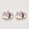 Alloy Enamel Kitten Pendants, Light Gold, Cat with Sushi Shape, Lilac, 15x18x2mm, Hole: 1.8mm