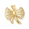 Rack Plating Brass Micro Pave Clear Cubic Zirconia Pendants, Long-Lasting Plated, Cadmium Free & Lead Free, Bowknot, Real 18K Gold Plated, 18x20x4mm, Hole: 3.4x4.4mm