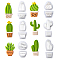6 Sets 6 Styles Cactus Plastic Clay Pressed Molds Set, Clay Cutters, Clay Modeling Tools, for DIY Earring Making, White, 17~35x21~32.5x11~12mm, 1 set/style