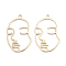 Alloy Open Back Bezel Pendants, For DIY UV Resin, Epoxy Resin, Pressed Flower Jewelry, Abstract Face, Golden, 44x29x1.5mm, Hole: 2.3mm