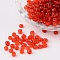6/0 Glass Seed Beads, Transparent, Round, Red, 4mm, hole: 1.5mm, about 496pcs/50g