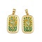 Brass Enamel Pendants, Long-Lasting Plated, Lead Free & Cadmium Free, Rack Plating, Golden, Rectangle with Sea Horse Charms, Green, 27.5x15.5x3.5mm, Hole: 5.5x3.5mm