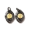 Brass Pendants, with Jump Ring, Cadmium Free & Nickel Free & Lead Free, Antique Bronze & Silver, Horse Eye, 14.5x10x3mm, Hole: 4.5mm