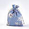 Polycotton(Polyester Cotton) Packing Pouches Drawstring Bags, with Flower Printed, Colorful, 18x13cm