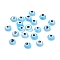Handmade Lampwork Evil Eye Cabochons, Flat Round, Light Blue, 6x2mm