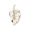 304 Stainless Steel Pendants, Golden & Stainless Steel Color, Leaf, 33x17.5x3mm, Hole: 1.6mm